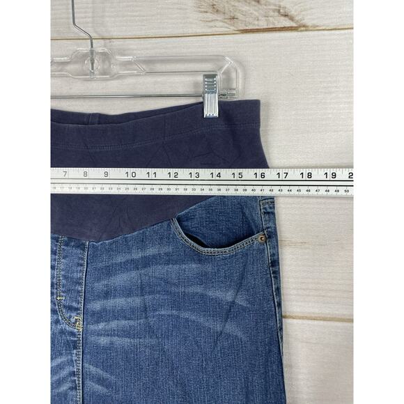Motherhood Maternity Jean Skirt Sz M Mermaid Modest Stretch Denim Maxi Pockets - Picture 3 of 9